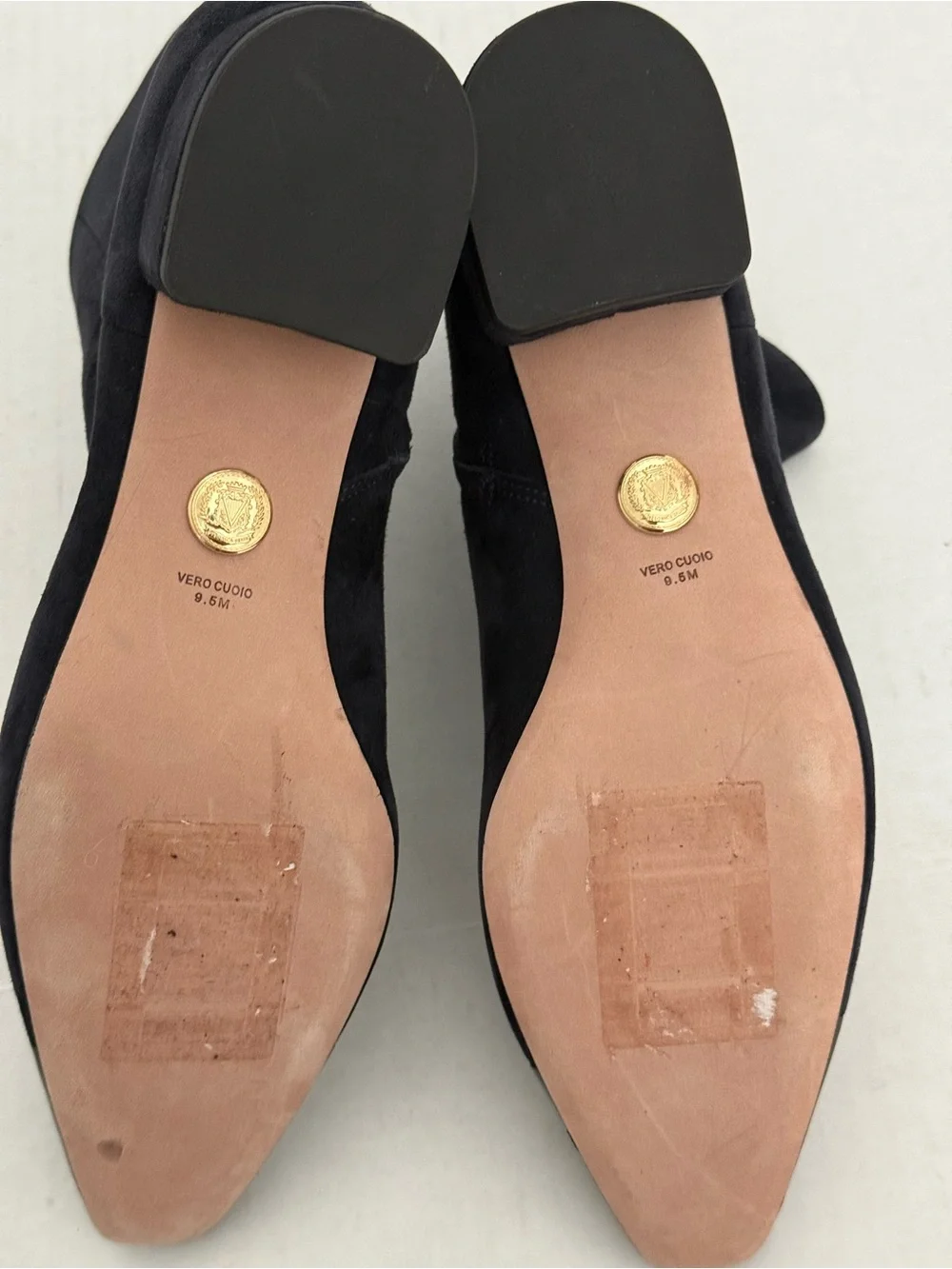 Veronica Beard Navy Suede Ankle Boots with Black Cap Toe Size 9.5